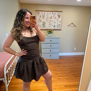 NWT NUDE LUCY Australia Brown Cotton Sexy Strappy Mini Dress Large